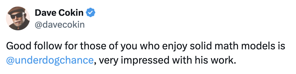 Original post from Dave Cokin recommending @underdogchance